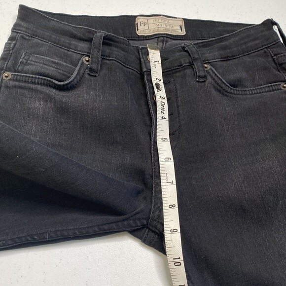 Free People Regan Exposed Button Fly  Black Skinny Jeans Raw Hem Ankle Stretchy - Picture 14 of 16